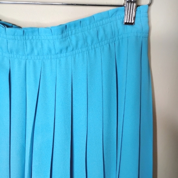 J.Crew Pleated Midi Skirt Knife-Pleat High Waist Preppy Cerulean Blue Sz 4 - Picture 3 of 7